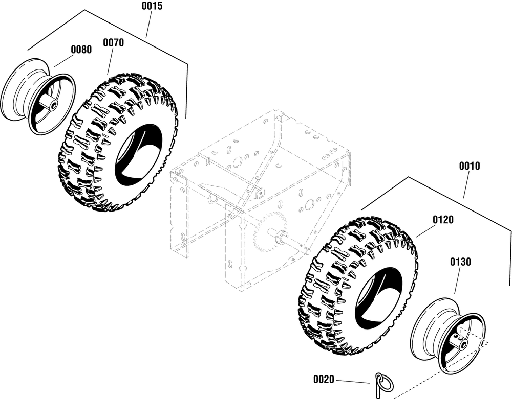 Tire And Wheel Group Diagram and Parts List for 1695457  Briggs and Stratton Miscellaneous